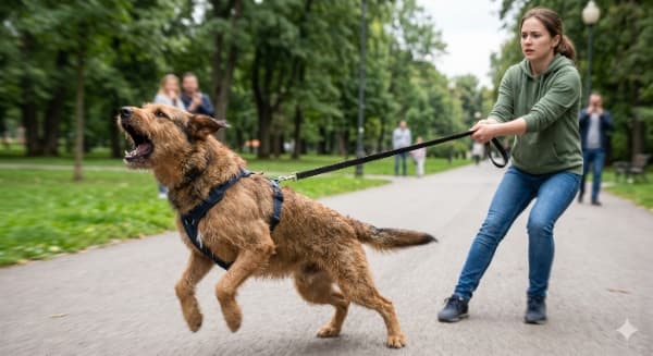 Reactive dog on leash